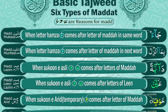 What are the types of Madd in Quran?
